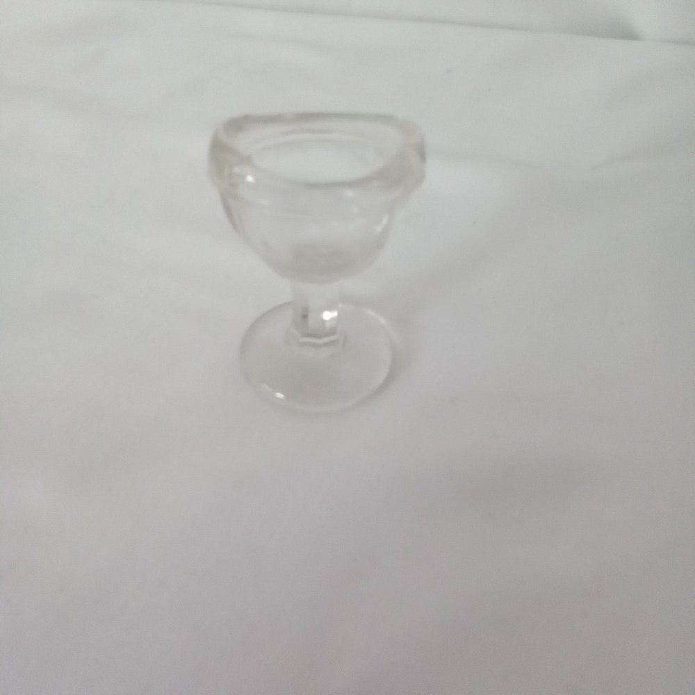 Vintage Clear Glass Eye Wash Cup‎ Stemmed Pedestal Apothecary Medical Tool